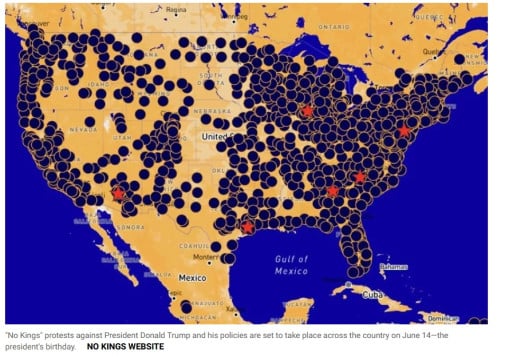 'No Kings' Protest Against Trump on June 14 = 1800 miest